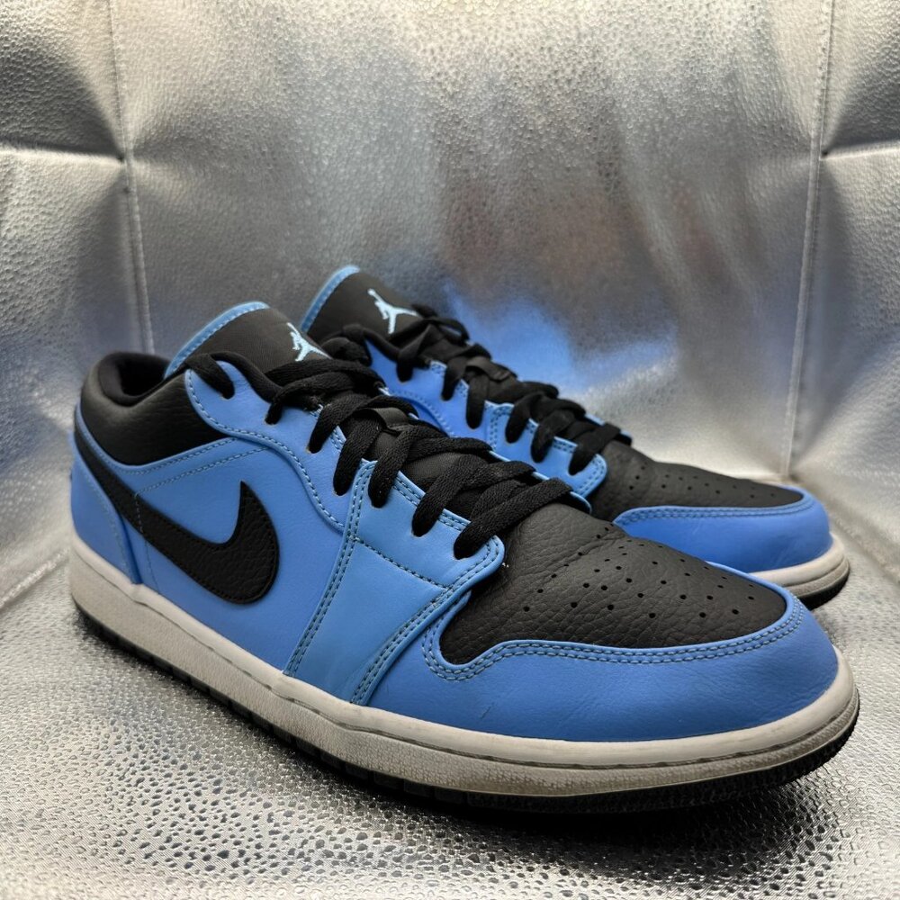 Size 11.5 Nike Air Jordan 1 Mens Blue Black Lace-Up Athletic Sneaker‎ 553558-403